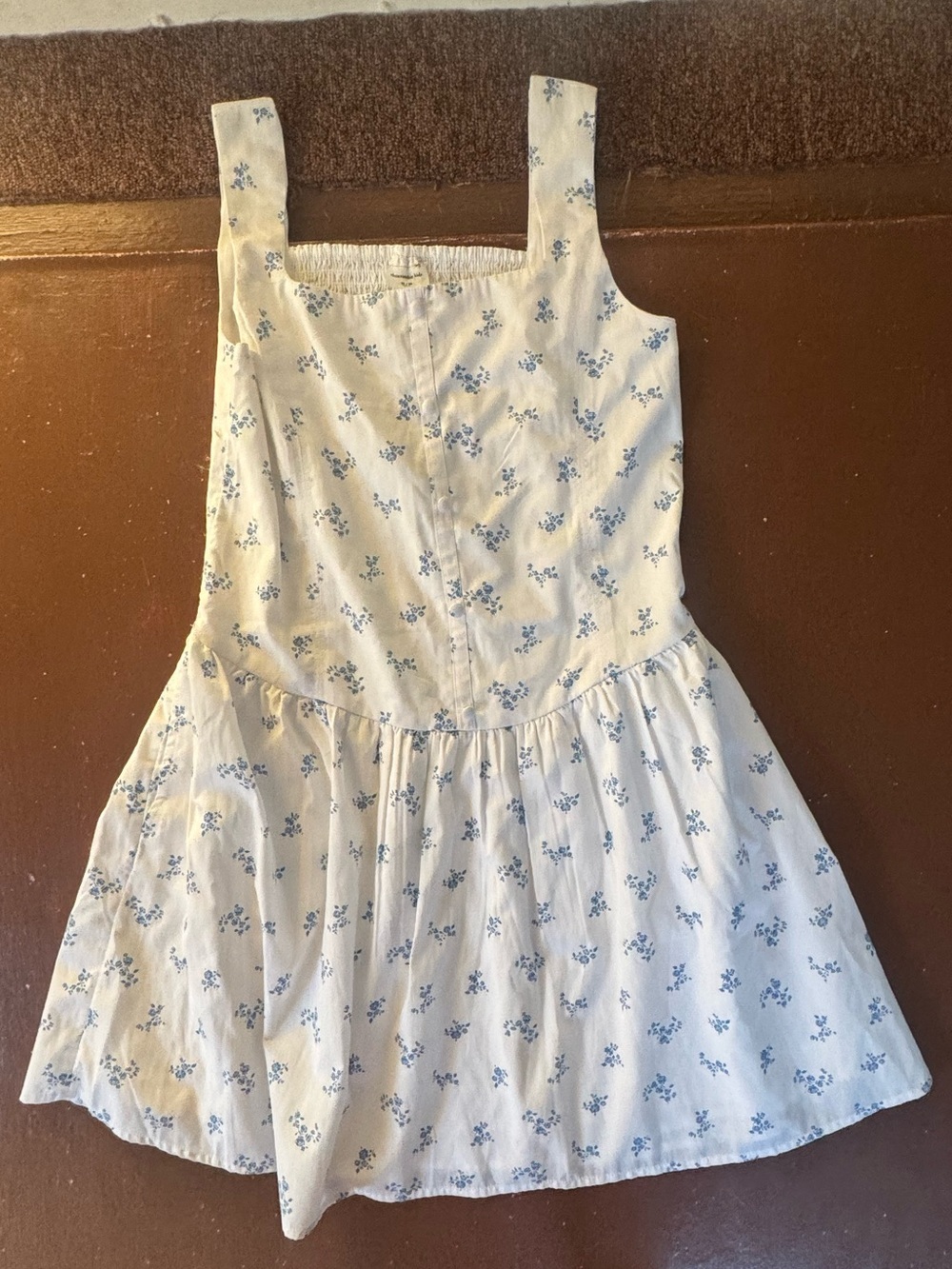 abercrombie kids White Dress with Blue Floral Printing - Size 15/16